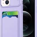 for iPhone 13 Mini Case with Card Holder, Wallet Case for iPhone 13 Mini with Slide Camera Cover for Women Men, Slim Thin Shockproof Bumper Phone Cover (Purple)