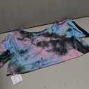 SOFIA'S CHOICE Women's Off Shoulder Crop Top Loose Fit Boat Neck Short Sleeve T-Shirt Purple Tie Dye Medium