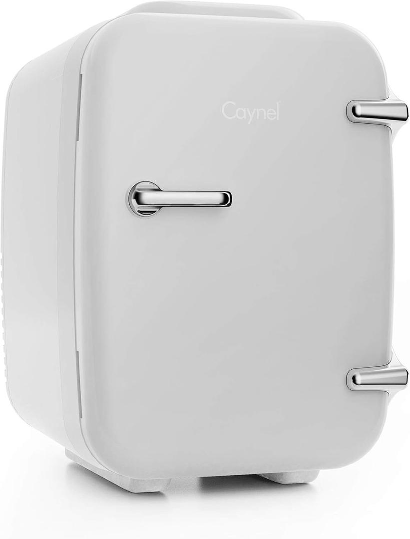 CAYNEL Mini Fridge Cooler and Warmer, (4Liter / 6Can) Portable Compact Personal Fridge, AC/DC Thermoelectric System, 100% Freon-Free Eco Friendly for Home, Office and Car (white)