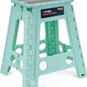 Flottian 18" Folding Step Stool for Adults and Kids Holds Up to 300 lbs, Non-Slip Folding Stools with Handle, Compact Plastic Foldable Step Stool for Bathroom, Bedroom, Kitchen, Teal, 1PC