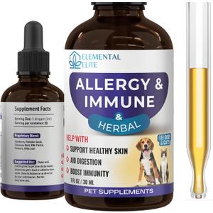 EDUZEBRA Allergy Relief Drops for Dogs & Cats, Natural Anti-Itch Support Supplement, Soothes Seasonal Allergies, Skin Irritation & Boosts Pet Wellness, Gentle Herbal Formula for All Breeds & Ages