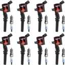 Pindex 8 Pack DG508+SP479 Ignition Coils and  7 Spark Plugs Coil Pack Kits Compatible with Ford 98-03 F150 99-04 F250 F350 03-05 E150 E250 E350 98-99 Lincoln 5.4L V8 FD503 DG508