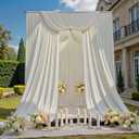 20ftx12ft Beige Backdrop Curtains for Parties, Wrinkle Free Polyester Beige Photo Backdrop Drapes 4 Panels 12 ft Long Back Drop Cloth for Wedding Birthday Photography Background