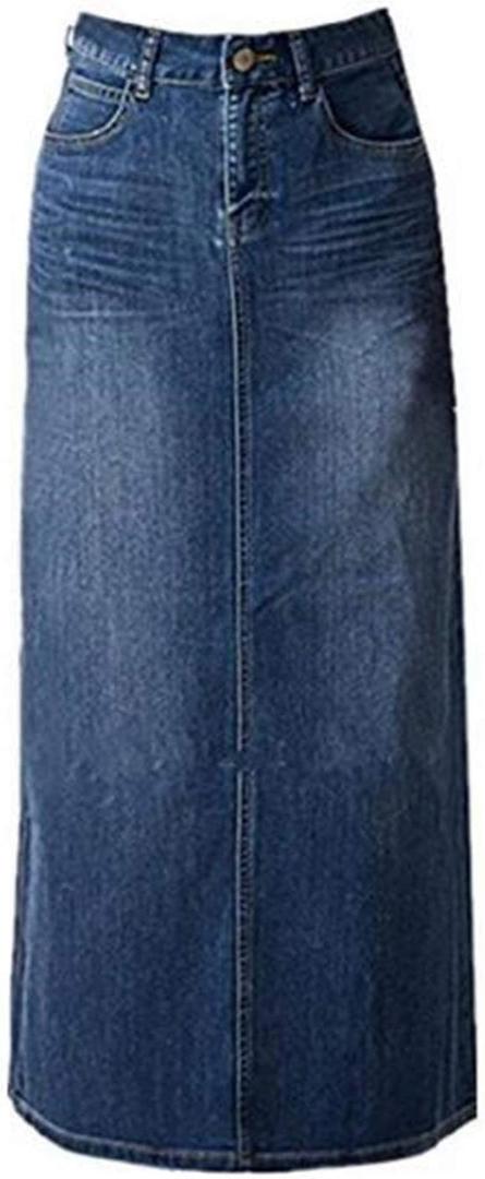 Women's Maxi Pencil Jean Skirt- High Waisted A-Line Long Denim Skirts for Ladies- Blue Jean Skirt, Blue (A-line), 12