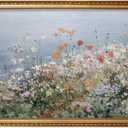ARPEOTCY Large Vintage Gold Framed Floral Wall Art, Living Room Bedroom Dining Room Wildflower Meadow Coastal Picture Wall Decor,Canvas Artwork, Antique Rustic Nature Painting Farmhouse Decor, 24x36In