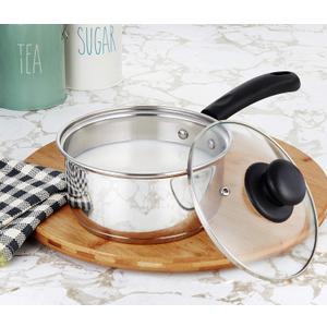 NOBILITY 1.5 quart Stainless Steel Saucepan with Lid, Tempered Glass, Stay-Cool Handle, Induction Ready, Oven Safe, Compatible with All Cooktops, Dishwasher Safe Soup Pot, 16 cm, 1500 ml