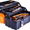 17-Inch Three-Layer Plastic Storage Box/Tool Box/Sewing Box Organizer, Multipurpose Organizer and Portable Handled Storage Case for Art Craft and Cosmetic