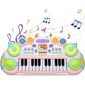 Cozybuy Toddler Piano Toy Keyboard, 24 Keys Toy Piano for Baby, Multifunctional Baby Pianos Girl Toys Kids Keyboard for Toddlers, Birthday Christmas for Boys Girls Gifts