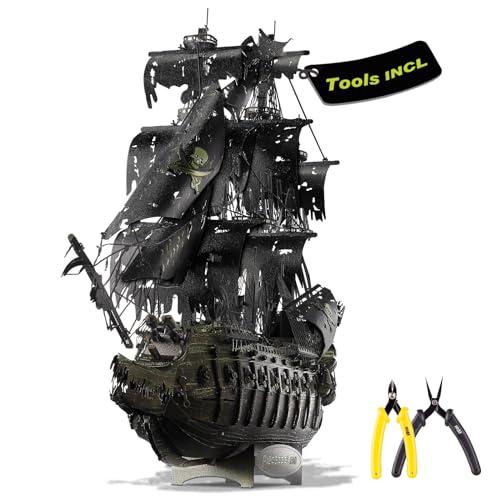 Piececool 3D Puzzles with DIY Tool Sets, Flying Dutchman Pirate Ship Model Building Kits, Difficult 3D Metal Puzzles for Adults, Great Christmas Birthday Gifts