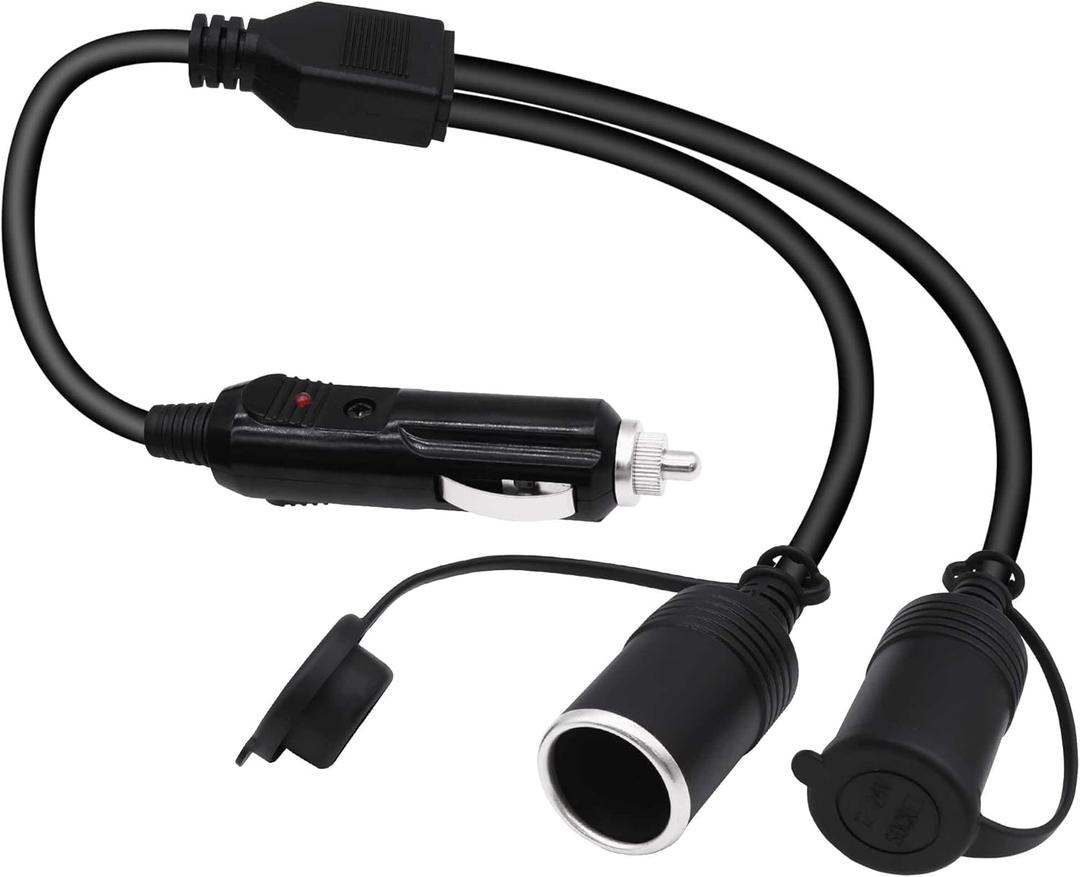 Car Cigarette Lighter Splitter Cable 1 Male to 2 Female Car Vehicle Cigarette Lighter Socket 2-Way Splitter DC Power Charger Ports Adapter Extension Cord for DC 12V 24V Cars RVs Boats-0.45M