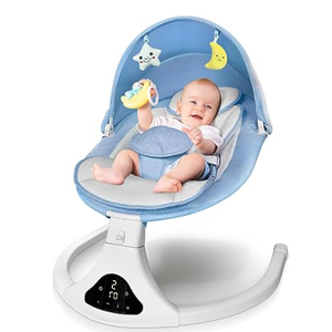 Electric Baby Swing with Remote Control - 5 Natural Motion Speeds, Detachable Seat Pad | Portable Infant Swing for Indoor/Outdoor Use