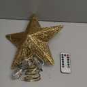 Joiedomi 9.5" Golden Christmas Star Tree Topper Radial Design, Metal Treetop Decorations with 20 LED Warm White, USB Powered Remote Control for Home Holiday Xmas Party Indoor Decor