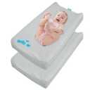 Changing Pad Cover Waterproof, 2 Pack Diaper Change Table Sheets for Baby Boys Girls, Fitted Cradle Sheets for 32"x16" Contoured Pad, Breathable & Ultra Soft, Grey