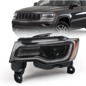 FIONE HID Headlight Assembly For Jeep Grand Cherokee 2017-2021 Xenon headlights [not applicable to halogen Model] Black Housing Projector Headlamps Left Driver Side 68266649AH