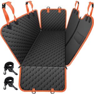 Mancro Dog Car Seat Cover for Back Seat, 2026 Upgraded 600D Heavy Duty Waterproof & Scratch-Resistant Dog Hammock for Car, Back Seat Pet Cover for Dogs with Sedan, Standard, Orange (Standard (54" W x 55" L))