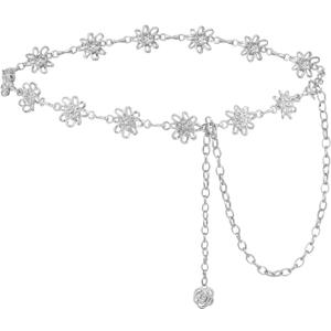 AWAYTR Waist Chains Belts for Women - Rhinestone Gold Silver Chain Belts for Dresses