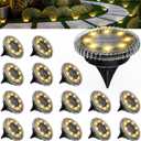 PATIOWIN 16 Pack Small Solar Ground Lights, Pathway Lights Waterproof, Outdoor Solar Light for Garden, Driveway, Walkway, Backyard (Warm White)
