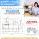 UPGRADED W10728159 Dishwasher Lower Rack Compatible with Kitchenaid Maytag Kenmore Dishwasher Rack,W10525646 W10082825 KDFE104DSS4 Stainless Steel Whirlpool Dishwasher Bottom Rack with Wheel