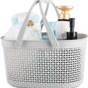 Rejomiik Portable Shower Caddy Basket, Plastic Organizer Storage Tote with Handles for Bathroom, College Dorm, Kitchen, Grey