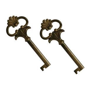 9 x KY-5 Antique Brass Plated Universal Skeleton Key (2 PCS) - Reproduction Key Replacement for Antique, Vintage & Modern Furnitures and Locks