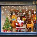 Jyanl 140pcs Christmas Window Clings Cute Christmas Decorations Large Santa Claus Christmas Tree Decorations 13 Sheets Snowflake Reindeer Xmas Stickers Door Decor Wall Decal Winter Glass Holiday Party