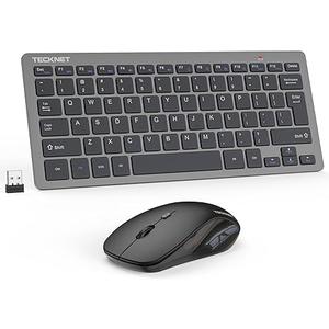 TECKNET Wireless Keyboard and Mouse Combo, Mini Cordless Computer Keyboard and Mouse Set 2.4GHz, Silent Adjustable 1600 DPI, Quiet Click, LagFree for Computer, Laptop, PC, Windows, Mac, Chrome OS(GS)