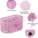 EasyPAG Mesh Pen Holder Desk Organizer with Drawer Stationery Supplies Organizer for Dorm School 9 Compartments Workspace Desk Accessories Organization for Office, Light Pink