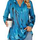 Tops for Women V Neck Blouse Pleated Front Loose Fitting Tunic Top Dressy Casual Fall Clothes 2025 Size M