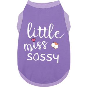 Paiaite Dog Clothes Fashionable Sleeveless Pet Vest: 'Little Miss Sassy' Printed Cotton Dog Shirt, Ideal for Small, Medium, and Large Breeds, Ensuring Comfort and Breathability Purple 3XL