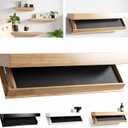 Hidden Storage Shelf with Secret Compartment, Floating Wall Shelf Concealment Shelf for Valuables, Hidden Wall Shelf for Living Room Bedroom Entryway Office (Wood Color)