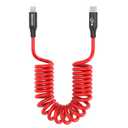 AGVEE 2 Pack 1.5ft Coiled Short USB-C to Lightning Charging Cable [MFI Certified] 30W PD Fast Charger Cord in Car for iPhone 14/13/12/11/XS/8/7/6/5 CarPlay, iPad, iPod, Red