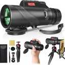 80x100 Monocular Telescope for Smartphones - High Powered HD Monocular with Tripod & Adapter, Low Light Vision for Adults - for Wildlife, Bird Watching, Hunting, Hiking