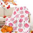 Fall Blanket Cute Pink Pumpkin Polka Dot Autumn Throw Blankets Elegant Fall Throws for Kids Adults Soft Warm Cozy Flannel for Sofa Bedding Thanksgiving Gifts Harvest Decorations 40x50 in