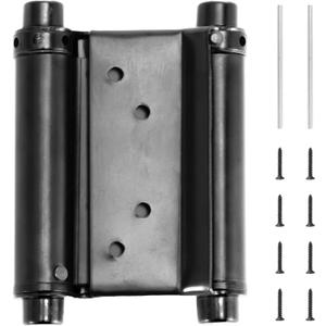 HBL' 4 Pack Swing Door Hinges, 3 Inch Double Action Spring Hinges for Saloon Door, Cafe, Bar, Swinging Doors, Self-Closing Two-Way Door Hinges, Adjustable Tension, Black Stainless Steel.