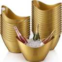 meekoo 24 Pcs 4 L Ice Bucket for Parties, Plastic Oval Storage Tub with Handle for Wine, Beer, Ice Drink Bucket for Wine, Champagne, Beer, Cocktail, Beverage Tub for Wedding, Bar, Picnic, Pool(Gold)