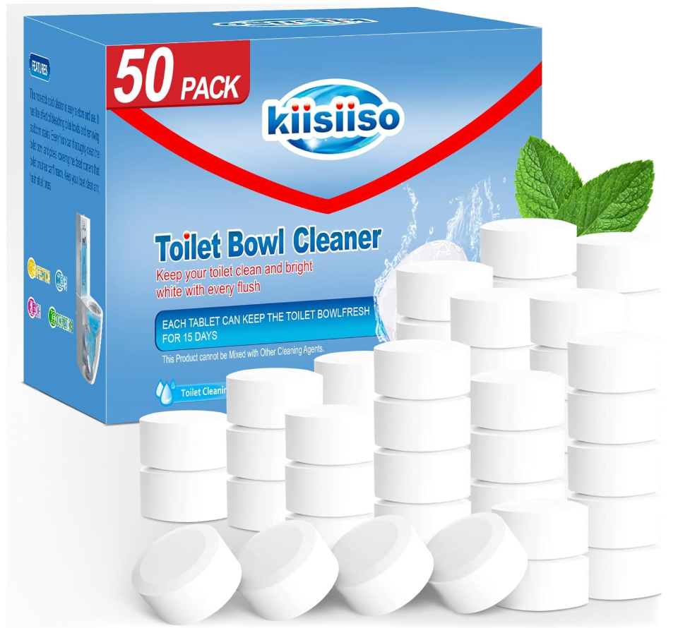 KIISIISO Toilet Bowl Cleaner Tablets 50 PACK, Automatic Bleach Toilet Tank Cleaners, Bathroom LongLasting Freshness, SlowReleasing Powerful Deodorizing & Descaling