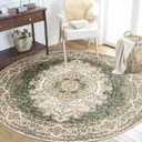 Green Round Rug 5ft, Circle Boho Area Rugs for Bedroom Living Room,Washable Vintage Bohemian Distressed Oriental Carpet Non Slip,Sage Floral