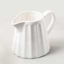 Ceramic Creamer Pitcher,17 Oz Coffee Creamer Container with Handle, Small Milk Pitcher Pourer for Sauces, Salad, White