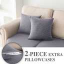 LA MEACK Couch Cushion Covers for Sectional Sofa L Shape Washable Separate Seat Chaise Couch Cover Stretch Sofa Slipcovers with 2 Pcs Pillowcases(2 Seater + 1 Chaise, Light Grey)