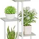 iDavosic.ly 4 Tier Plant Stand Indoor, Tiered Corner Plant Shelf for Multiple Plants, Metal Wood Tall Plant Display Rack Flower Holder for Patio Porch Garden Balcony Bedroom, White