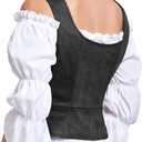 Century Star Black Corset Tops for Women Pirate Vest Renaissance Costume Women Ren Faire Medieval Victorian Floral Lace Up Steampunk Gothic Viking Bodice Crop Bustier Halloween Costumes Plus Size S