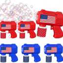 Gemscream 6 Pack 4th of July Automatic Bubble Gun for Party Patriotic Bubble Machine Blower for Outside Activity 250th Anniversary Party Supplies for Independence Day Summer Birthday Gifts Decoration