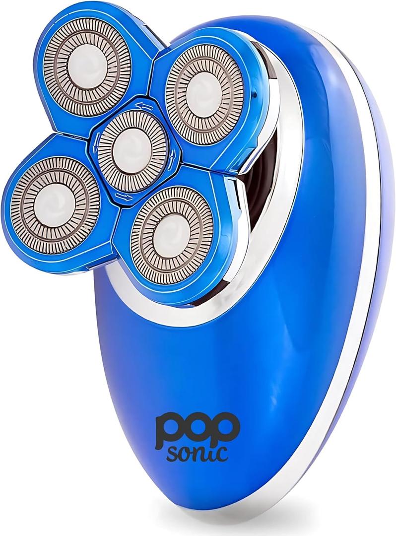 Pop Sonic Shaver for Women (Blue) - 5 Head Women's Electric Shaver - 360 Degree Flawless Hair Remover for Women w/Battery, USB Charging Cord, Cleaning Brush & Manual | Waterproof Trimmer for Women