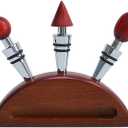 Wine Stopper Bottle Stopper - 3-pcs Wine Stopper and one stand For Gifts, Bar, Holiday Party, Wedding (Wood)