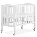 Dream On Me 2-in-1 Portable Mini Crib, Non-Full Size Baby Crib for Small Spaces, 2 Mattress Heights, Compact Travel Design, Includes Mattress, GREENGUARD Gold & BSA Certified, White