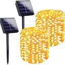 Extra-Long 144FT Solar String Lights for Outside, 1Pack 400LED Solar Fairy Lights Outdoor Waterproof, Copper Wire with 8 Modes Solar Twinkle Lights for Tree Garden Party Patio Xmas Decor (Warm White)