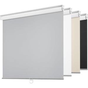ChrisDowa Cordless Free-Stop 100% Blackout Blinds for Windows, Roller Windows Shades with Thermal Insulated, UV Protection Fabric for Living Room, Office and Home.Grey,47" W X 72" H