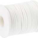 uxcell Suede Cord, 49.21 Yards 2.6mm Flat Leather Thread String for Purse Handbag Shoelace DIY Crafts Bracelet Making, White 1 Roll