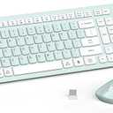 Wireless Keyboard and Mouse Combo, FullSized Wireless Keyboard and Adjustable DPI Mouse, 2.4GHz USB Receiver, Keyboard and Mouse for PC, Windows, Desktop, Laptop (Mint Green and White)