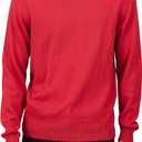 Mens Long-Sleeve Crewneck Sweater, 100% Cotton, Small, Red)
